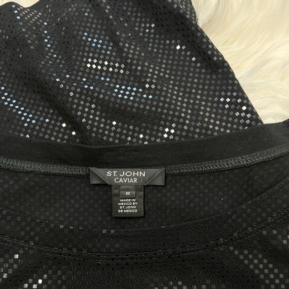 ST JOHN CAVIAR Top Womens Size Medium Sophisticated Professional Party Holiday - Picture 4 of 6